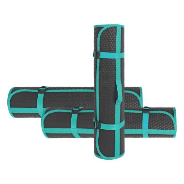 Yuvarlanan yoga minderi izole edilmiş beyaz arkaplan