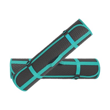 Yuvarlanan yoga minderi izole edilmiş beyaz arkaplan