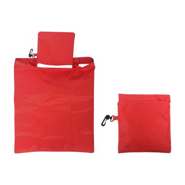 Beyaz arkaplanda izole edilmiş kırmızı katlanabilir çanta