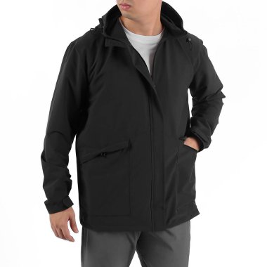 Parka ceket giyen genç adam.