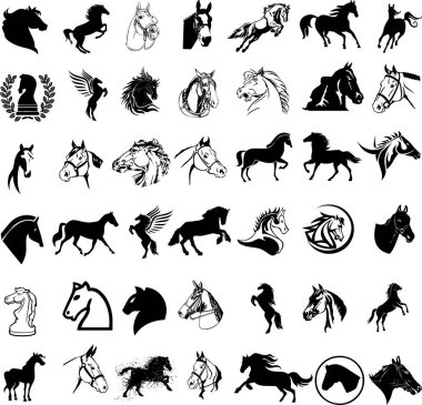 Horse Icon Bundle: 100+ Equine Vector Icons for Equestrian, Sports, and Wildlife Designs clipart