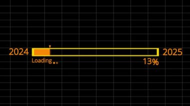 Siyah arkaplandaki yazıyı içeren 2025 çubuk yükleniyor. vektör illüstrasyonu