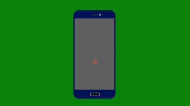 smartphone with a blue screen on a green background.