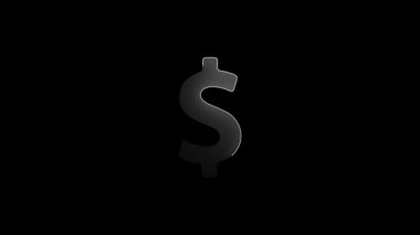 Siyah arka planda dolar sembolü. 3d oluşturma