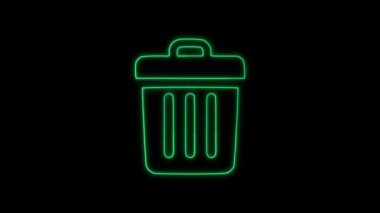 Çöp kutusu simgesi neon şeklinde. parlayan simge web, web siteleri, mobil uygulama, logo, web, vektör için kullanılabilir. izole edilmiş