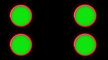 Yeşil ekranlı renkli bir çerçeve. Yeşil ekran yeşil arka plan ve yeşil kutu neon ışık efekti. yeşil ekranlı neon çizgi çerçeve.