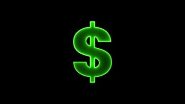 Siyah arkaplanda izole edilmiş neon ışık simgesinde dolar işareti