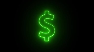 Koyu arkaplanda neon ışıklı dolar işareti simgesi