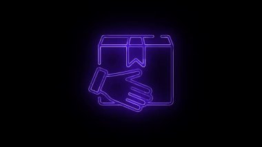 iki el bir akıllı telefon tutuyor neon ışıkları, vektör illüstrasyon.