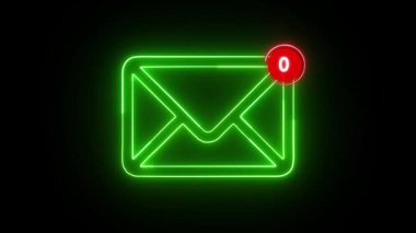 Parlayan neon çizgili zarf simgesi siyah arkaplanda izole edildi. E-posta konsept sembolü Renkli taslak konsepti. vektör