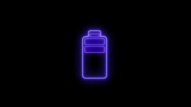 Neon biçiminde siyah arkaplanı olan 3 boyutlu mavi pil çizimi