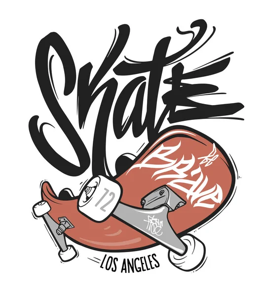 Skate Board Typografie Shirt Graphics Vectoren Ontwerp — Stockvector