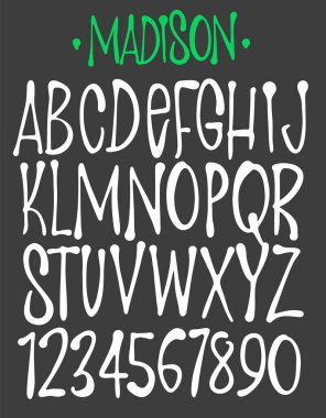 El Yazı Tipi, Typography vektör illüstrasyonu.