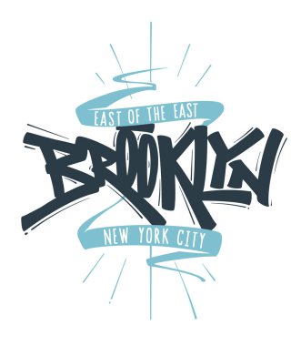 Brooklyn Mew York harfleri tipografi, tişört grafikleri.