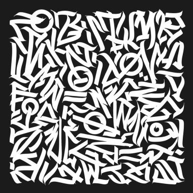 Kaligrafi soyut grafiti harfleri, grunge gotik tasarım kompozisyonu, baskı tasarımı