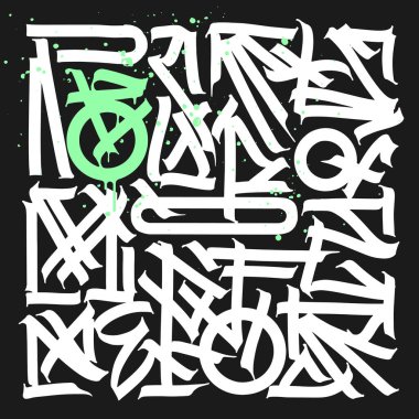 Süslü yazı tipi, el yazısıyla yazılmış tipografi vektörü çizimi.