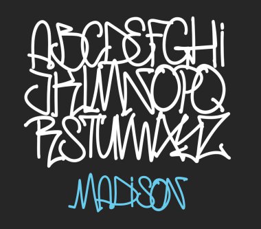 Street Graffiti Etiket Yazı Tipi, el yazısı Tipografi vektörü çizimi.