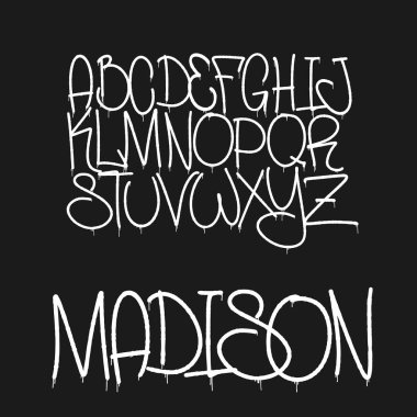 Street Graffiti Etiket Yazı Tipi, el yazısı Tipografi vektörü çizimi.