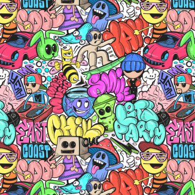 Soyut, dikişsiz çizgi roman deseni. Tişört tasarımı, tekstil, afiş