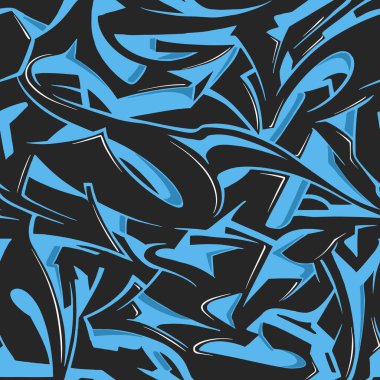 Soyut, dikişsiz grafiti deseni. Spor tekstili, giysi, ambalaj kağıdı için sokak sanatı baskısı