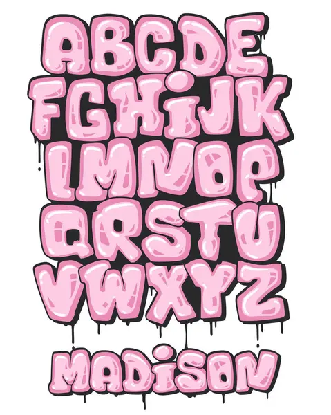 Graffiti Baloncuk Alfabesi. Damlalı graffiti büyük harf.