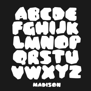 Basit siyah-beyaz biçiminde oyuncu yazı tipi seti, oyunlar ve oyuncu tasarım projeleri için mükemmel