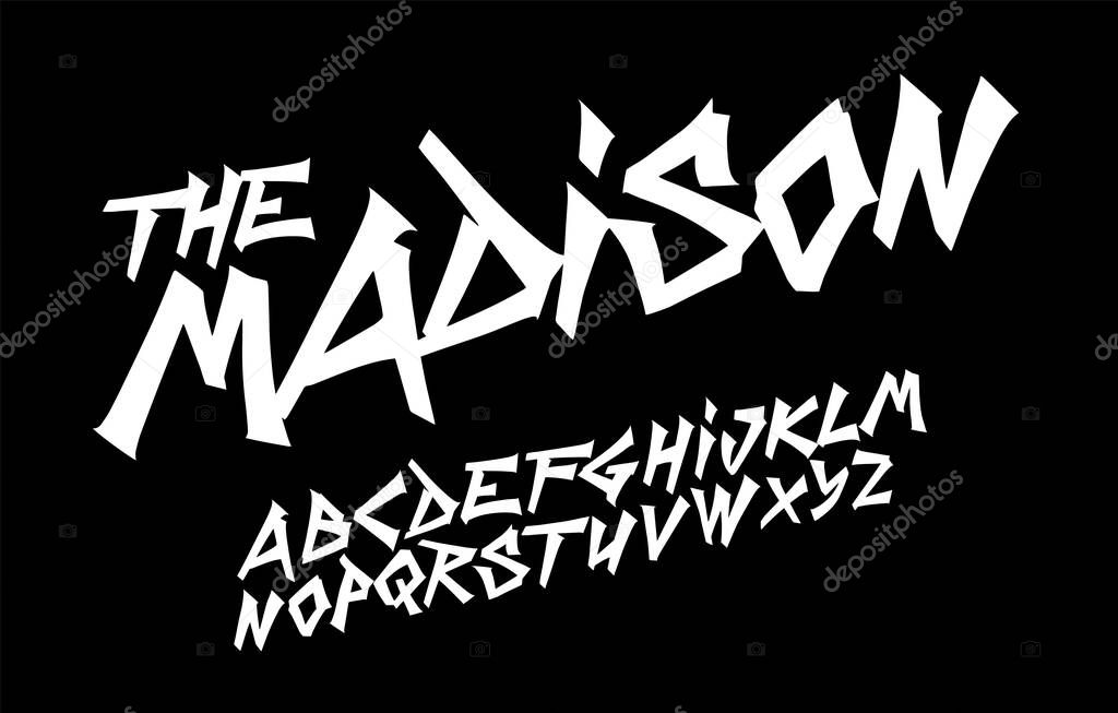 Cool urban street art font, bold and dynamic graffiti typeface for modern marker logos, expressive headlines, and youthful urban style. creative typographic design. vector font set