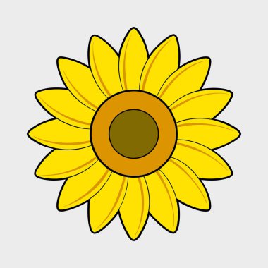 Geniş Yapraklı ve Dokulu Merkezli Parlak Ayçiçeği Etiketi, Kalın Tasarım