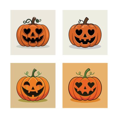 Spooky Pumpkin Icon Combo Set for Halloween with Fun, Scary Designs for Decorations, Stickers & Printables clipart