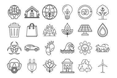 Şekillendirilmiş Tasarım Simgeleri Çevresel Farkındalık Gösterme, Çevre dostu Yaşam ve Yeşil Enerji Çözümleri