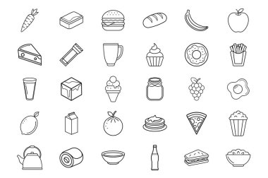 Çağdaş Yiyecek ve İçecek Simgeleri Atıştırmalıkları, İçecekleri, Tatlıları ve Sağlıklı Yeme Alışkanlıklarını Temsil Ediyor