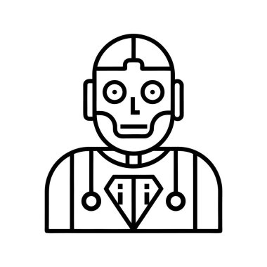 Yapay Zeka, Robot Bilimi ve Teknoloji Çözümleri Minimalist Robot Çizgisi Sanat Simgesi