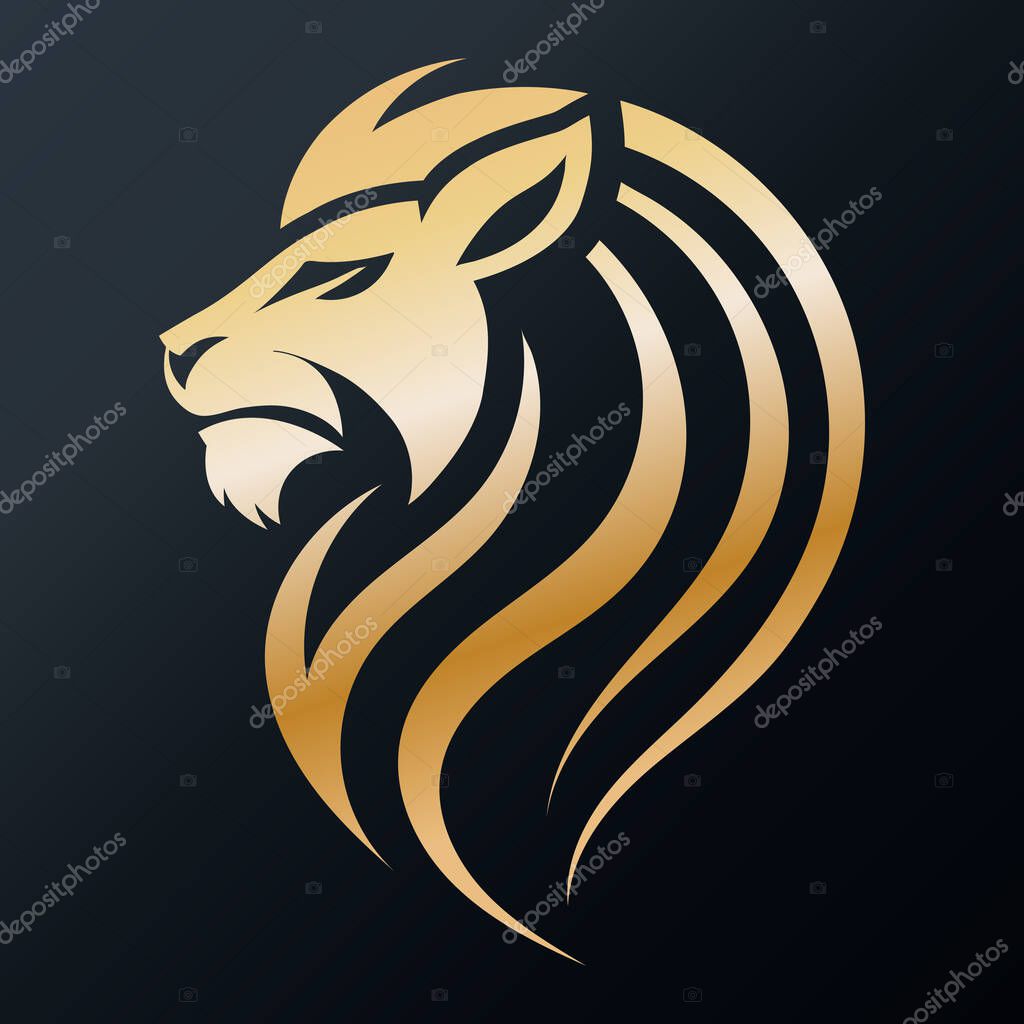 Elegant Golden Lion Head Logo Design for Luxury Branding, Power, and Prestige