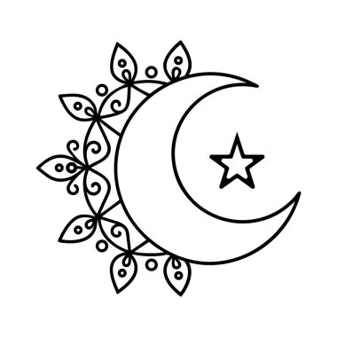 Ramazan Gökyüzü Yıldızı, Hilal Ay Çiçek desenli, Siyah Beyaz Çizgili