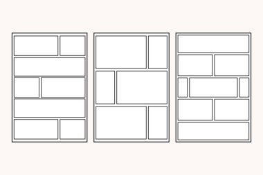 Çizgi Roman ve Fotoğraf Kolajı için Kolaj Mangası Çizgi Roman Düzeni boş şablonu