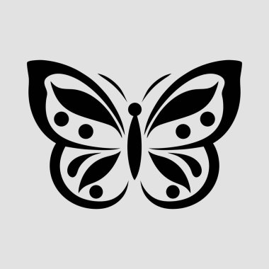 Sanatsal Siyah ve Beyaz Kelebek Silüeti Karmaşık Şekiller ve Simetrik Kanat Tasarımı