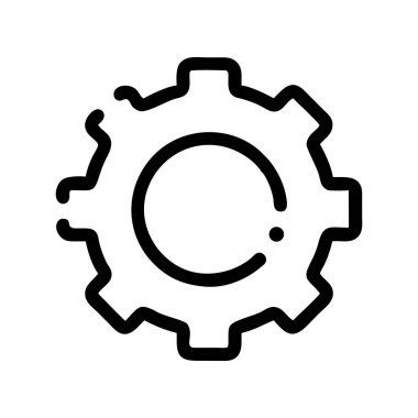 Ayarlar veya Makineler için Basit Tasarımı Olan Siyah ve Beyaz Klasik Gear Simgesi