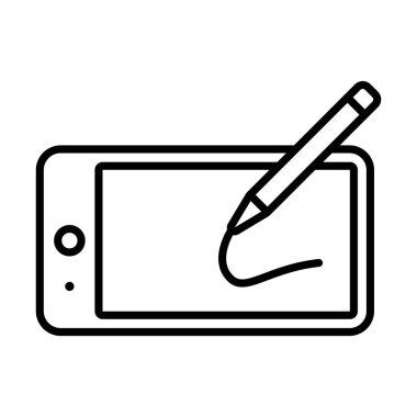 Stylus, dijital tasarım, vektör illüstrasyonu, yaratıcı araç, minimal stil, sanat aleti, teknoloji sembollü modern grafik tableti simgesi