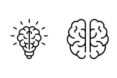 Beyin ve Ampul Simgeleri Zekayı, Yaratıcılığı ve Bilişsel Düşünceyi Temsil Ediyor