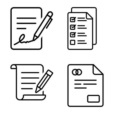 İmza, Denetim Listesi, Kaydırma ve Sözleşme Sembolize Yazma ve Kayıtları içeren Belge Simgeleri