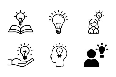 Fikir ve Bilgi Simgeleri Minimalist Tasarımda Yaratıcılığı, Öğrenmeyi ve Yeniliği Temsil Eden Ampuller
