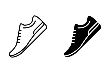 Egzersiz için siyah koşu ayakkabısı ikonu spor uygunluğu silueti, atletik eğitim performansı