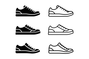 Spor spor spor spor spor spor egzersizi ve eğitim ana hatları tasarımı için dinamik çalışan ayakkabı vektörü ikonu, etkin takiplerinizi geliştirmek