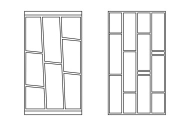 Çizgi roman sayfası manga çizim tahtası panelleri, kolaj için boş ızgaralar, dergi, vektör grafik tasarımı için poster düzenleri şablonları.