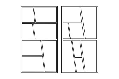 Çizgi roman boş düzeni sayfa tasarımı, grafik romanı, çizim tahtası oluşturma için manga panel şablonu