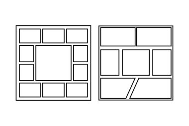 Sayfa, şebeke, çerçeve ve çerçeve tasarımı için çizgi roman boş yerleşim şablonu