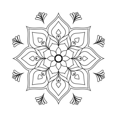 Renklendirme sayfası tasarımı için basit mandala deseni dekorasyon süsü için resim tasarımı