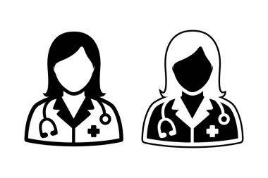 Stetoskop ve Tıbbi Çapraz Vektör İllüstrasyonlu Kadın Doktor veya Hemşire Simgesi