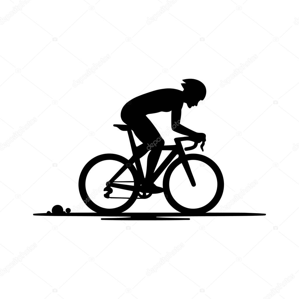 A dynamic silhouette of a road cyclist in motion, conveying speed and athleticism.