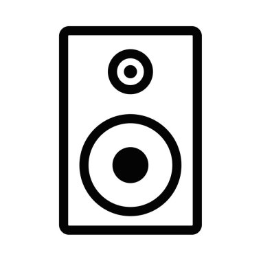 Basit bir siyah hoparlörün vektör simgesi, multimedya ve sesle ilgili grafikler için ideal, beyaz arkaplanda izole edilmiş. Düzenlenebilir vuruş.